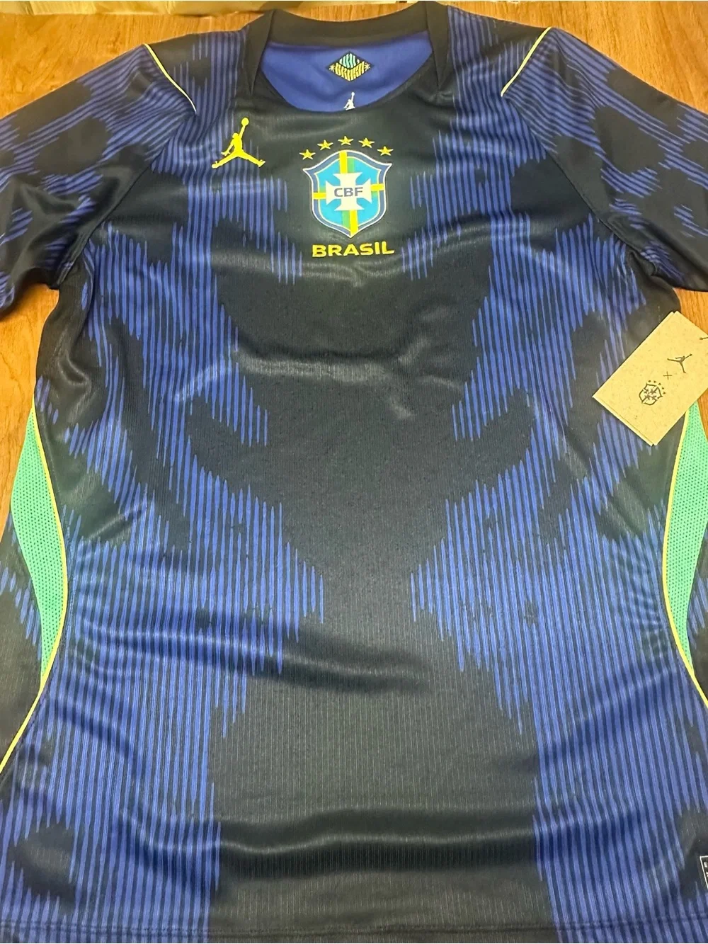 Jordan Brasil Blue Soccer Jersey with Yellow Accents 2026